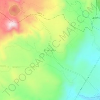 Mappa topografica Kisanday, altitudine, rilievo