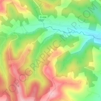 Mappa topografica Hountetes, altitudine, rilievo