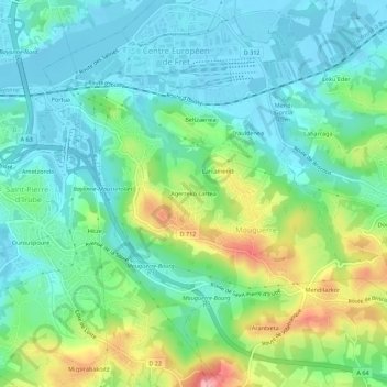 Mappa topografica Agerreko Larrea, altitudine, rilievo