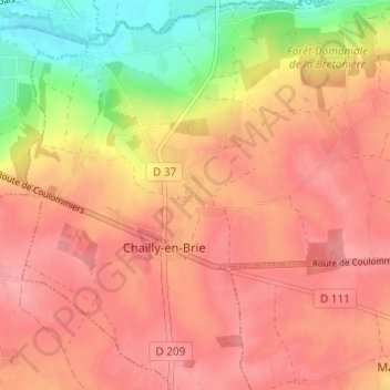 Mappa topografica Chailloy, altitudine, rilievo