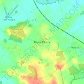 Mappa topografica Upper Minety, altitudine, rilievo