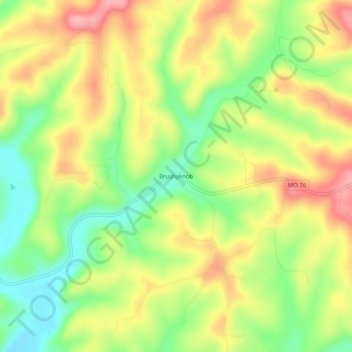 Mappa topografica Brushyknob, altitudine, rilievo