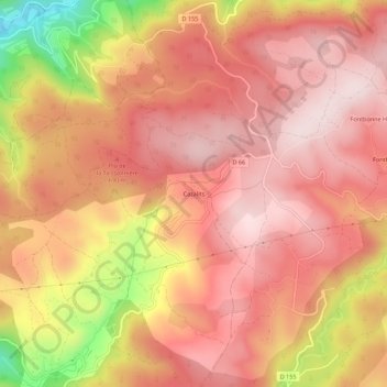 Mappa topografica Cazalits, altitudine, rilievo