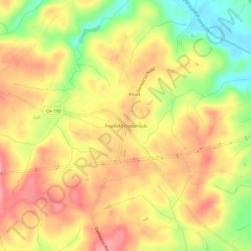 Mappa topografica Pinefield Crossroads, altitudine, rilievo