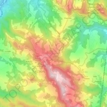Mappa topografica La Guarda, altitudine, rilievo