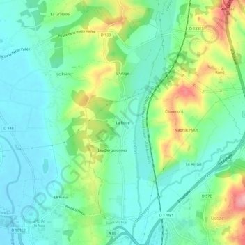 Mappa topografica La Rode, altitudine, rilievo