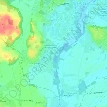 Mappa topografica Montbertand, altitudine, rilievo
