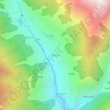 Mappa topografica Yangpa, altitudine, rilievo