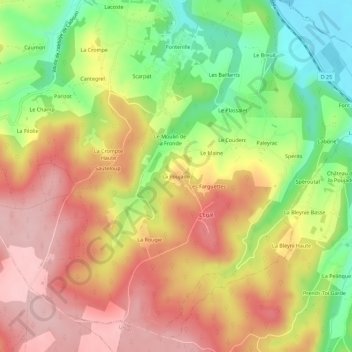 Mappa topografica La Poujade, altitudine, rilievo