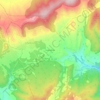 Mappa topografica Camp d'Ases, altitudine, rilievo
