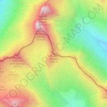 Mappa topografica Pointe Salvador, altitudine, rilievo
