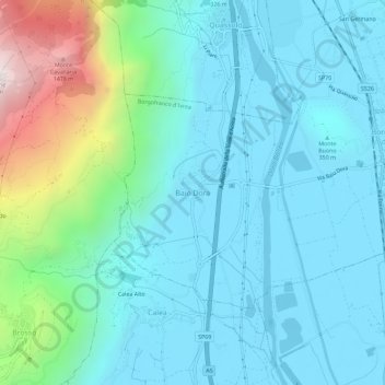 Mappa topografica Baio Dora, altitudine, rilievo