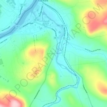 Mappa topografica Fort Kent Mills, altitudine, rilievo