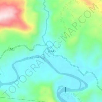 Mappa topografica Hulid, altitudine, rilievo