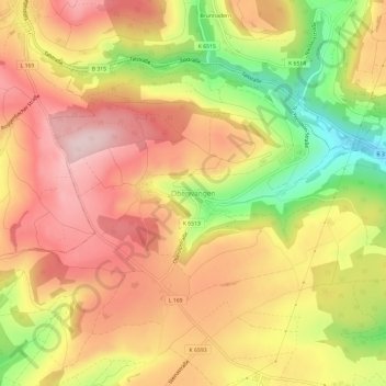 Mappa topografica Oberwangen, altitudine, rilievo