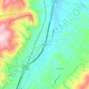 Mappa topografica Marbleton, altitudine, rilievo