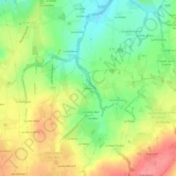 Mappa topografica Trémeur, altitudine, rilievo
