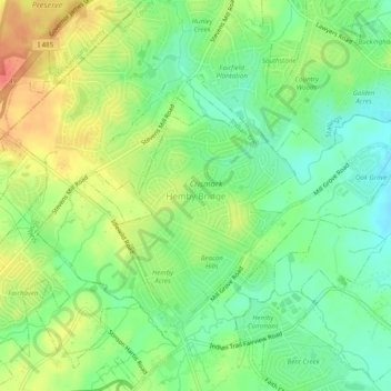 Mappa topografica Hemby Bridge, altitudine, rilievo