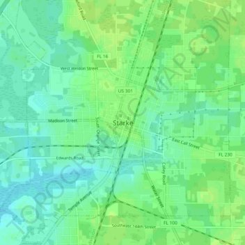 Mappa topografica Starke, altitudine, rilievo