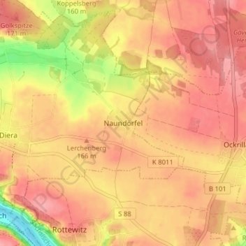 Mappa topografica Naundörfel, altitudine, rilievo