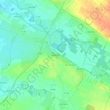 Mappa topografica Moulinade, altitudine, rilievo