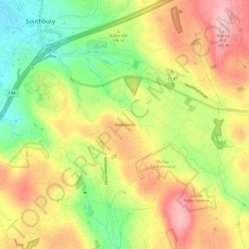 Mappa topografica Kettletown, altitudine, rilievo