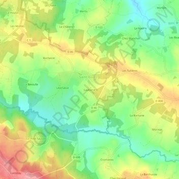 Mappa topografica Laubanie, altitudine, rilievo