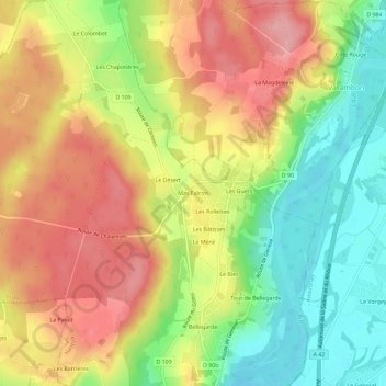 Mappa topografica Mas Falcon, altitudine, rilievo