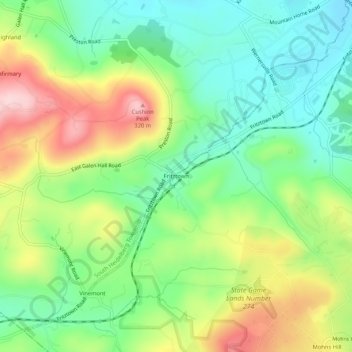 Mappa topografica Fritztown, altitudine, rilievo