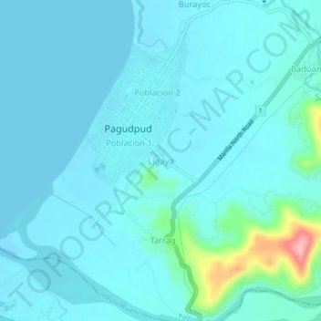 Mappa topografica Ligaya, altitudine, rilievo