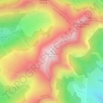 Mappa topografica Chavaroche, altitudine, rilievo