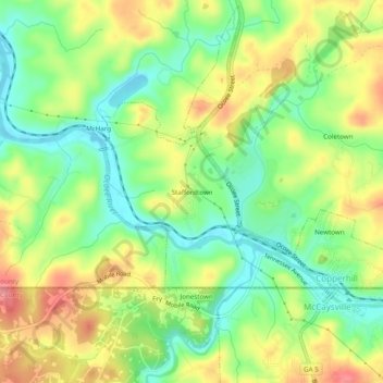 Mappa topografica Staffordtown, altitudine, rilievo