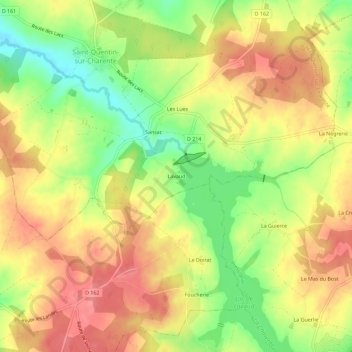 Mappa topografica Lavaud, altitudine, rilievo