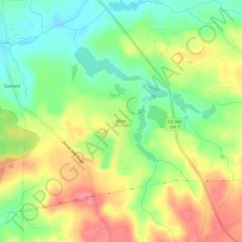 Mappa topografica Allon, altitudine, rilievo