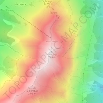 Mappa topografica Mont Joly, altitudine, rilievo