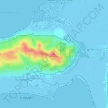 Mappa topografica Mönchgut, altitudine, rilievo