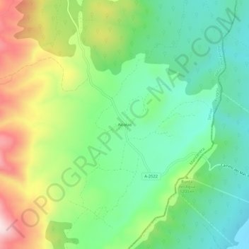 Mappa topografica Alcotas, altitudine, rilievo