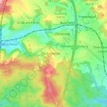 Mappa topografica Forsthub, altitudine, rilievo