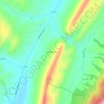 Mappa topografica Buffalo Mills, altitudine, rilievo
