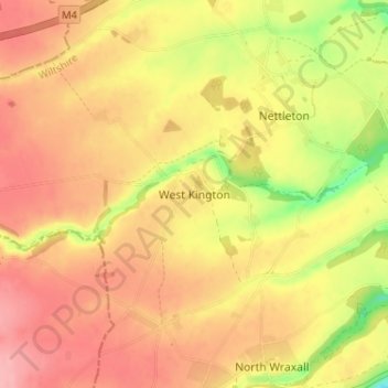 Mappa topografica West Kington, altitudine, rilievo