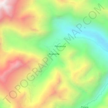 Mappa topografica Azulcocha, altitudine, rilievo