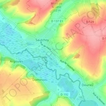 Mappa topografica Le Colombier, altitudine, rilievo