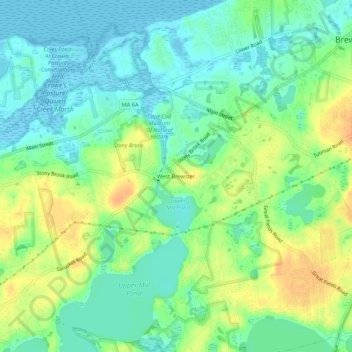 Mappa topografica West Brewster, altitudine, rilievo