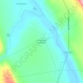 Mappa topografica Encruzilhada do Baixão, altitudine, rilievo