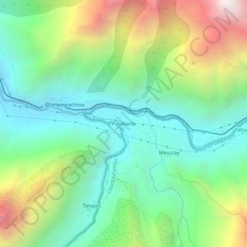 Mappa topografica Patallacta, altitudine, rilievo