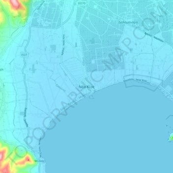 Mappa topografica Nea Kios, altitudine, rilievo