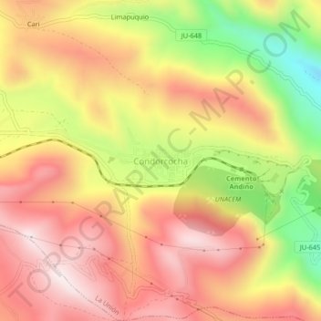 Mappa topografica Condorcocha, altitudine, rilievo