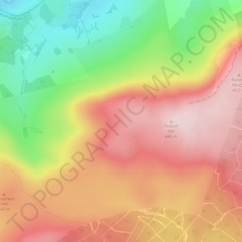 Mappa topografica Simonside Hills, altitudine, rilievo