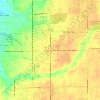 Mappa topografica Stones Crossing, altitudine, rilievo