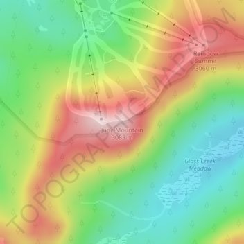 Mappa topografica June Mountain, altitudine, rilievo